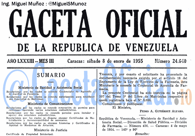 Gaceta Oficial 24640 del 8 Enero 1955