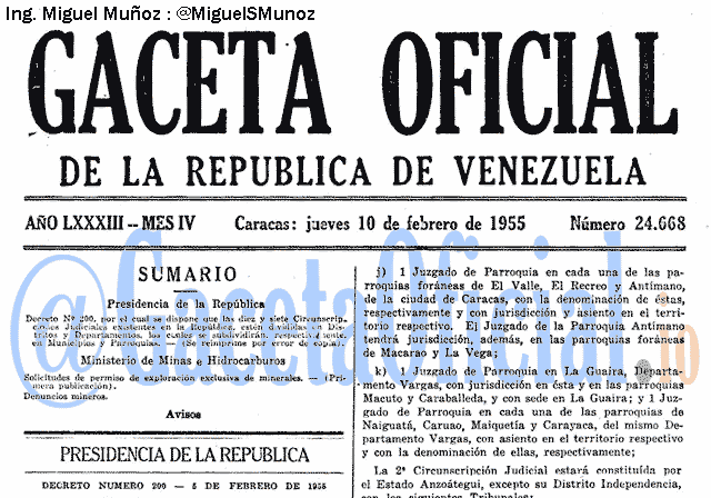 Gaceta Oficial 24668 del 10 Febrero 1955