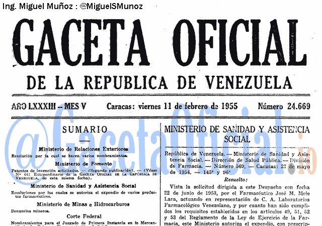 Gaceta Oficial 24669 del 11 Febrero 1955