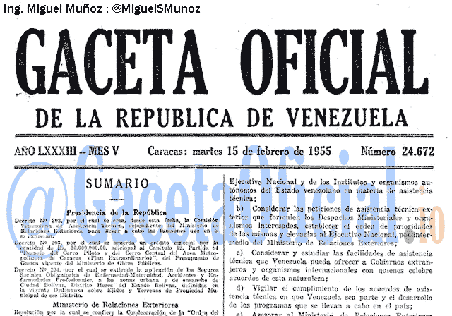 Gaceta Oficial 24672 del 15 Febrero 1955