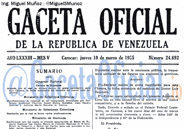 Gaceta Oficial 24692 del 10 Marzo 1955