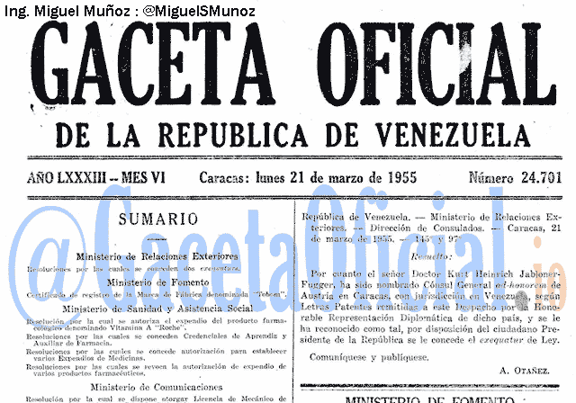 Gaceta Oficial 24701 del 21 Marzo 1955