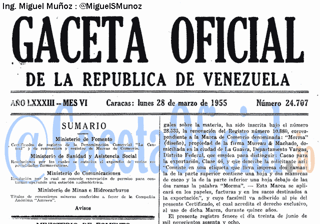 Gaceta Oficial 24707 del 28 Marzo 1955