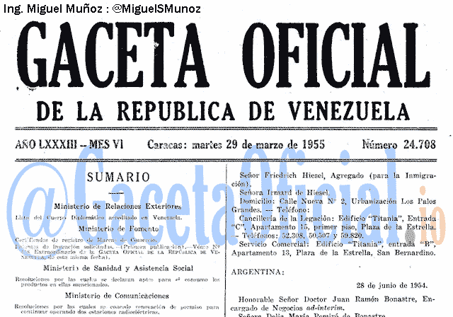 Gaceta Oficial 24708 del 29 Marzo 1955