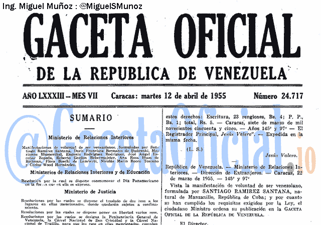 Gaceta Oficial 24717 del 12 Abril 1955