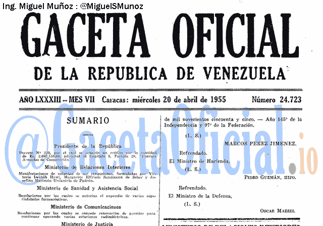 Gaceta Oficial 24723 del 20 Abril 1955