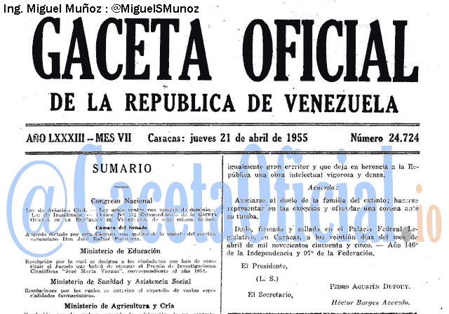 Gaceta Oficial 24724 del 21 Abril 1955