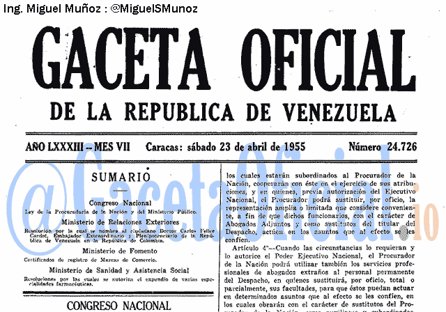 Gaceta Oficial 24726 del 23 Abril 1955