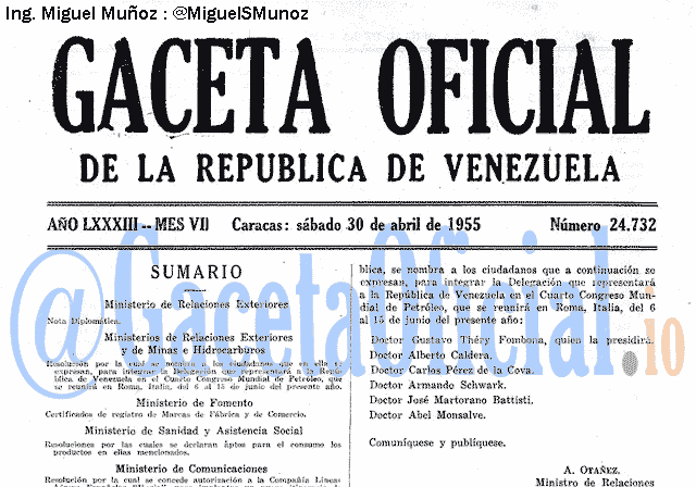 Gaceta Oficial 24732 del 30 Abril 1955