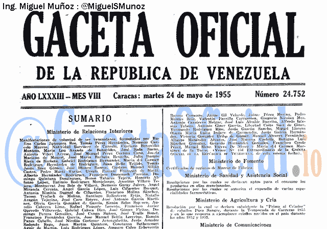 Gaceta Oficial 24752 del 24 Mayo 1955