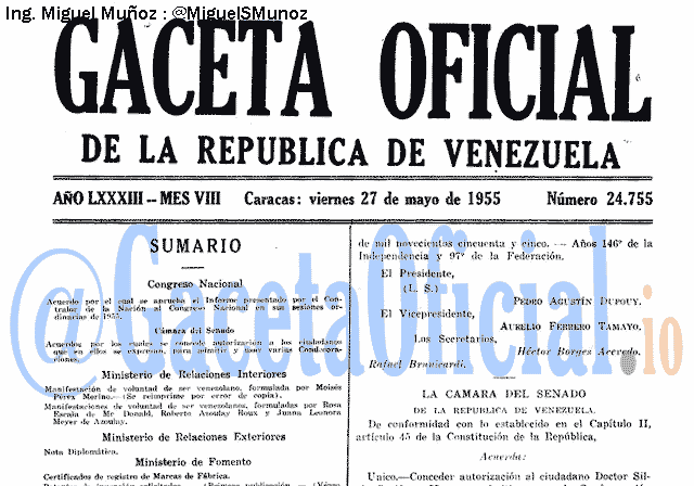 Gaceta Oficial 24755 del 27 Mayo 1955