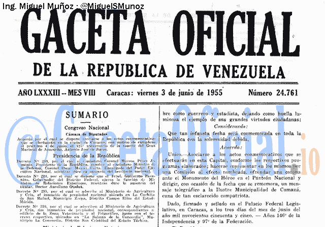 Gaceta Oficial 24761 del 3 Junio 1955