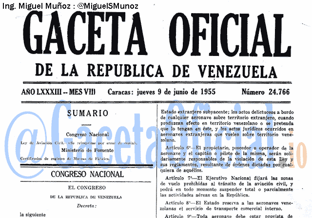 Gaceta Oficial 24766 del 9 Junio 1955