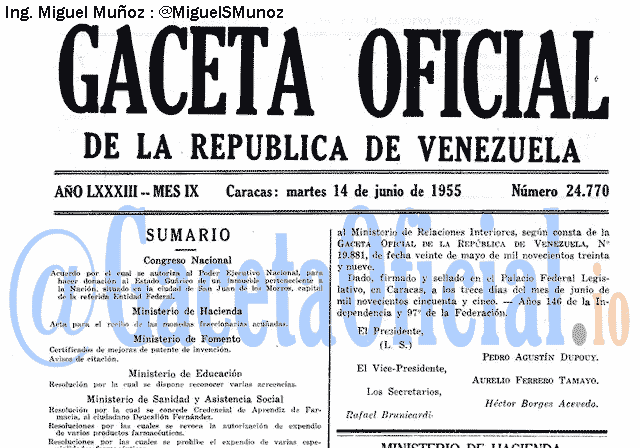 Gaceta Oficial 24770 del 14 Junio 1955