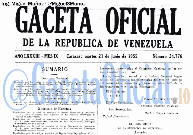 Gaceta Oficial 24776 del 21 Junio 1955