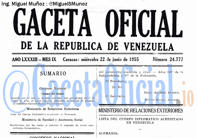 Gaceta Oficial 24777 del 22 Junio 1955
