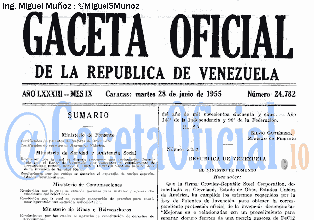 Gaceta Oficial 24782 del 28 Junio 1955
