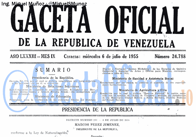 Gaceta Oficial 24788 del 6 Julio 1955
