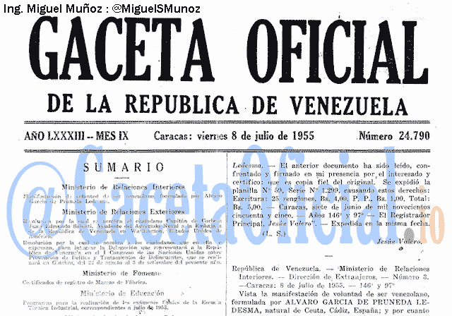 Gaceta Oficial 24790 del 8 Julio 1955