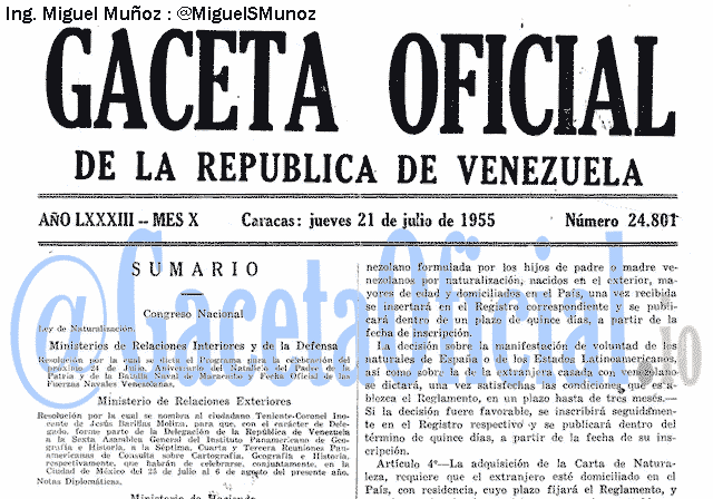 Gaceta Oficial 24801 del 21 Julio 1955