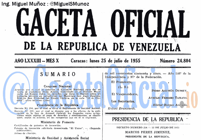 Gaceta Oficial 24804 del 25 Julio 1955