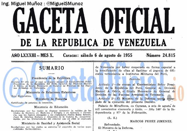 Gaceta Oficial 24815 del 6 Agosto 1955
