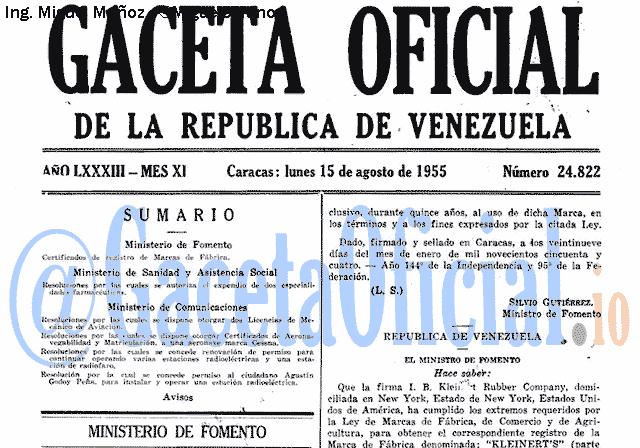 Gaceta Oficial 24822 del 15 Agosto 1955