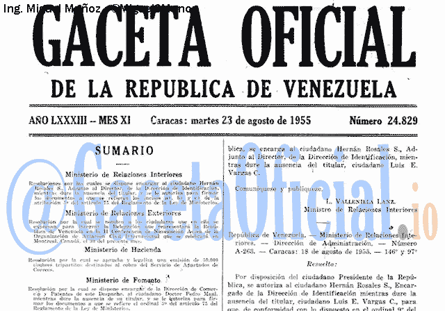 Gaceta Oficial 24829 del 23 Agosto 1955