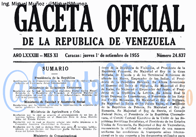 Gaceta Oficial 24837 del 1 Septiembre 1955