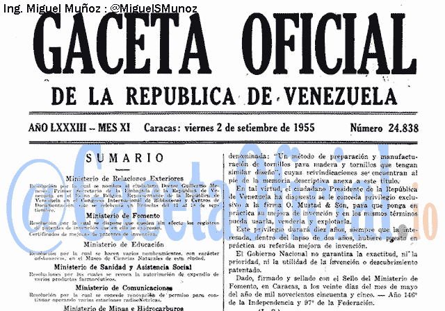 Gaceta Oficial 24838 del 2 Septiembre 1955