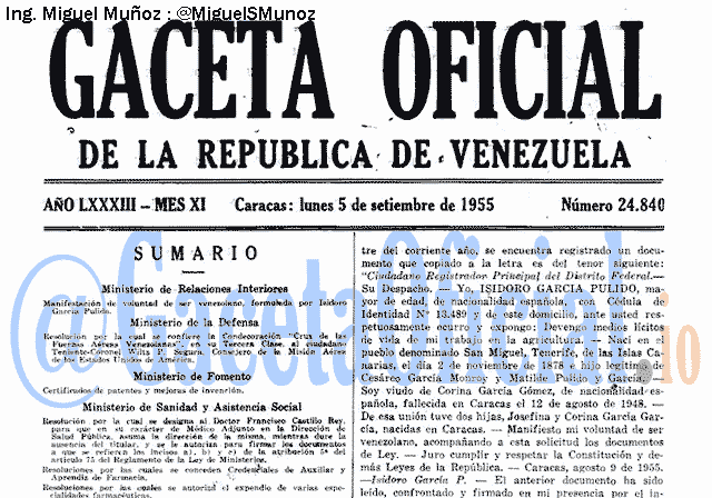 Gaceta Oficial 24840 del 5 Septiembre 1955