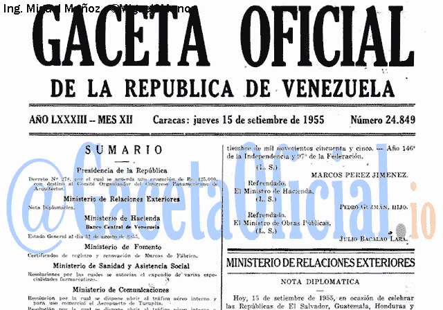 Gaceta Oficial 24849 del 15 Septiembre 1955