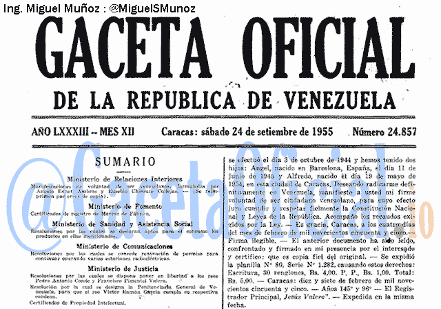 Gaceta Oficial 24857 del 24 Septiembre 1955