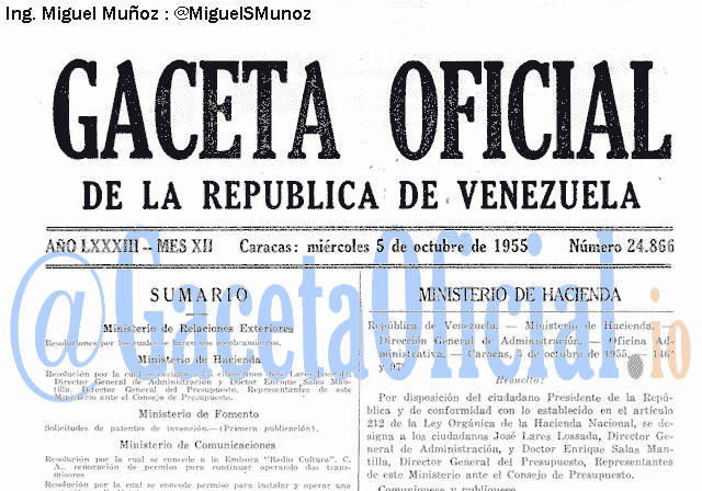 Gaceta Oficial 24866 del 5 Octubre 1955