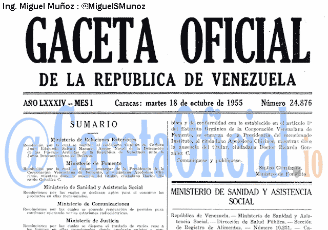 Gaceta Oficial 24876 del 18 Octubre 1955