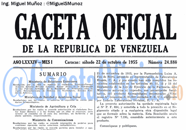 Gaceta Oficial 24880 del 22 Octubre 1955