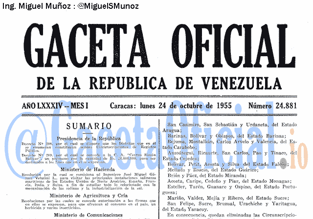 Gaceta Oficial 24881 del 24 Octubre 1955