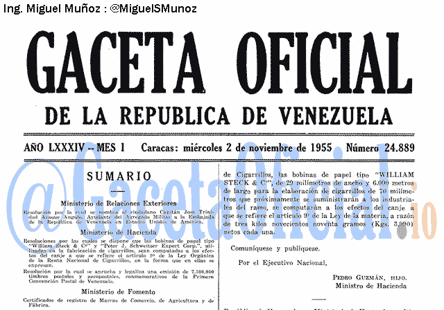 Gaceta Oficial 24889 del 2 Noviembre 1955