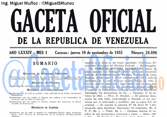 Gaceta Oficial 24896 del 10 Noviembre 1955