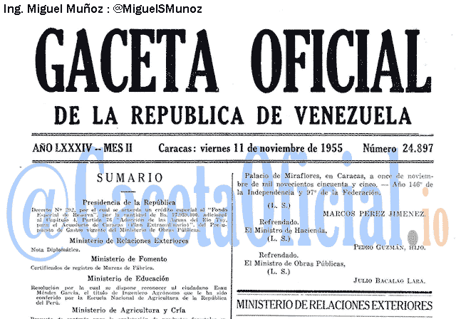 Gaceta Oficial 24897 del 11 Noviembre 1955