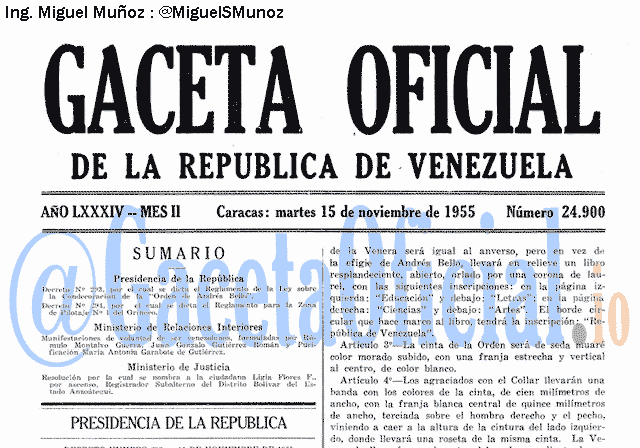 Gaceta Oficial 24900 del 15 Noviembre 1955