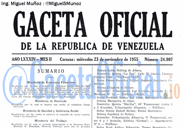 Gaceta Oficial 24907 del 23 Noviembre 1955