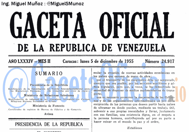 Gaceta Oficial 24917 del 5 Diciembre 1955