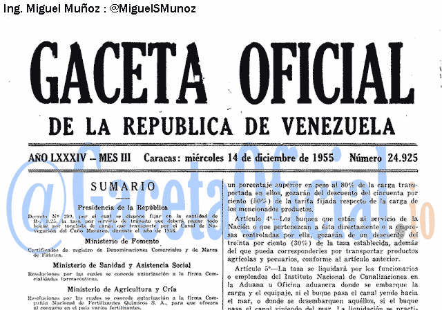 Gaceta Oficial 24925 del 14 Diciembre 1955