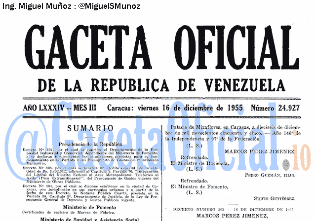 Gaceta Oficial 24927 del 16 Diciembre 1955