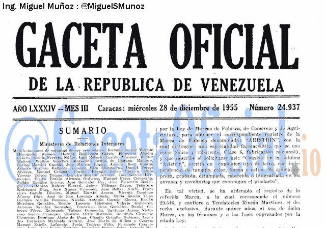 Gaceta Oficial 24937 del 28 Diciembre 1955