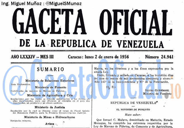 Gaceta Oficial 24941 del 2 Enero 1956