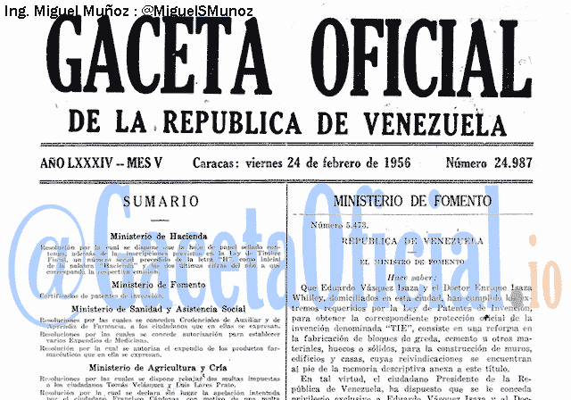 Gaceta Oficial 24987 del 24 Febrero 1956
