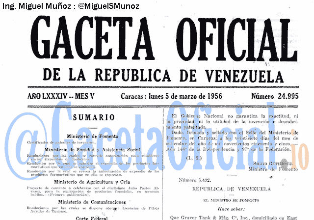 Gaceta Oficial 24995 del 5 Marzo 1956