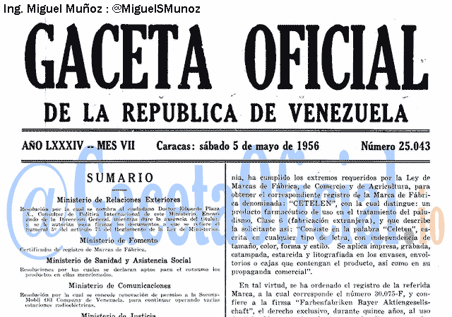 Gaceta Oficial 25043 del 5 Mayo 1956